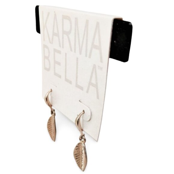 Effortless Glam Karma Bella 1" Silver Leaf Charm Huggie Dangle Earrings JW1529 - Picture 5 of 6